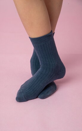 Lamama - Detské ponožky z bio bavlny vrubkované - tmavomodré