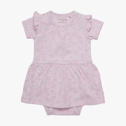 Fixoni - Detské šaty s body - ružové s kvetinami