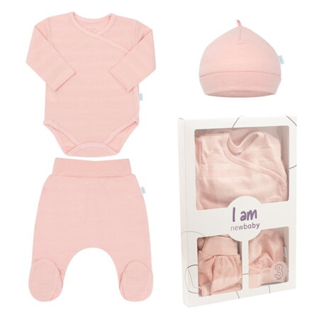 NEW BABY - I am baby : 3-dielna novorodenecká súprava RUŽOVÁ