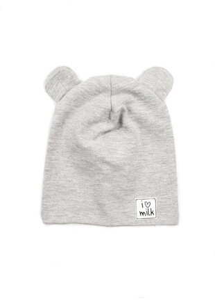 I LOVE MILK -  Čiapka macko - sivá