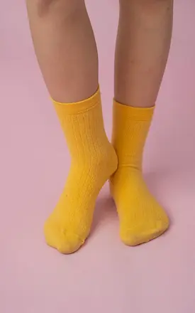 Lamama - Detské ponožky z bio bavlny vrubkované - žlté