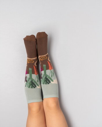 MOE - Detské podkolienky - hnedé Zelenina