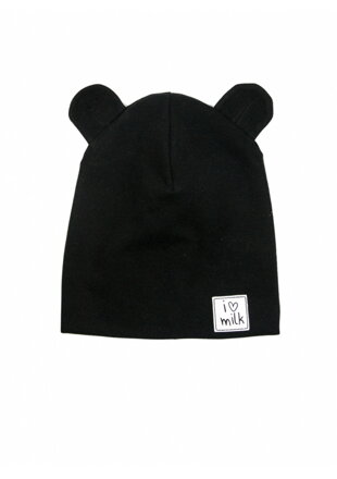 I LOVE MILK -  Čiapka macko - čierna
