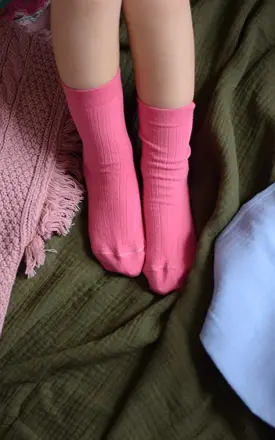 Lamama - Detské ponožky z bio bavlny vrubkované - ružové