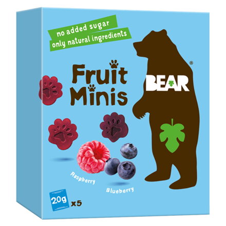 BEAR Fruit Minis malina a čučoriedka, 100 g