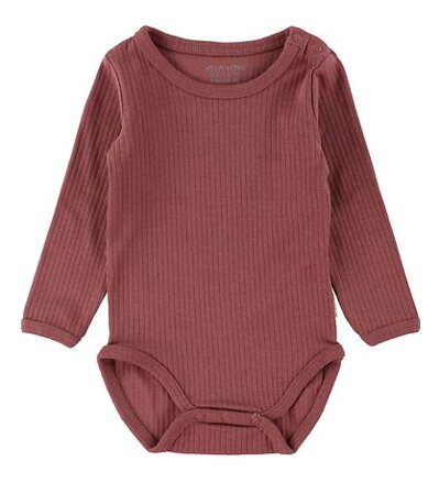Minymo - Body s dlhým rukávom - tmavoružové