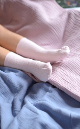 Lamama - Detské ponožky z bio bavlny vrubkované - svetloružové