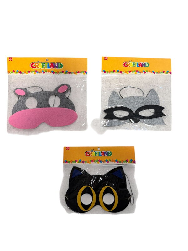Karnevalová maska na tvár - hroch, mačka, mýval 1ks podľa vlastného výberu