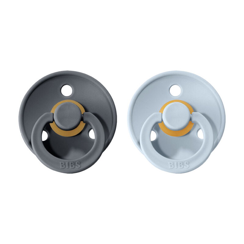 BIBS Colour 2 - cumlíky z prírodného kaučuku 2ks - (Iron / Baby Blue)