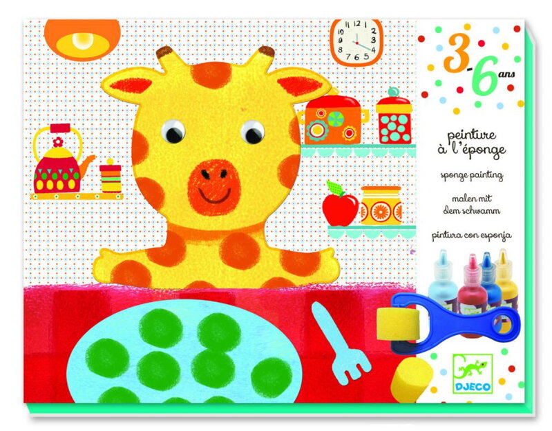 Djeco -  Maľovanie so špongiami: Dobrodružstvá s plyšovými hračkami.