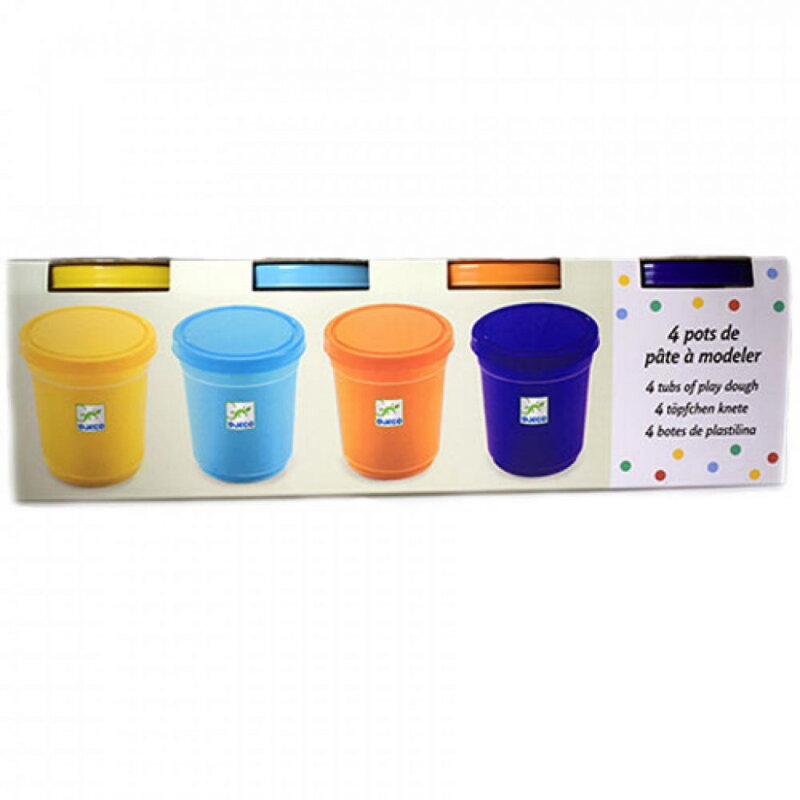 Djeco - Plastelína: Prírodné farby 4ks - modrá, tyrkysová, oranžová, žltá