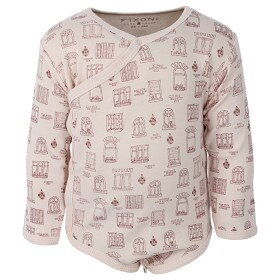 Fixoni - Detské body s dlhým rukávom - ružové okienka