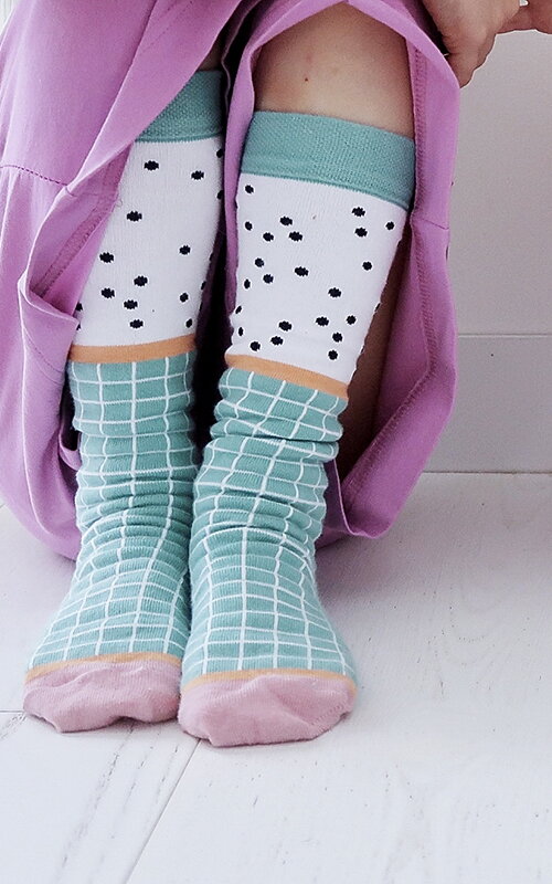 Lamama - Detské podkolienky - kocky a bodky