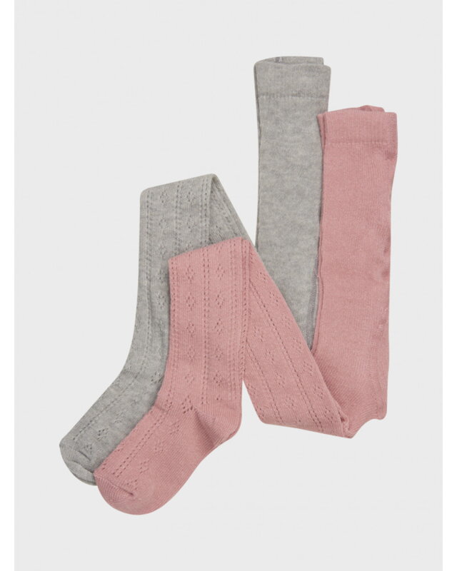 Minymo - Detské pančuchy  2-pack - sivá a ružová