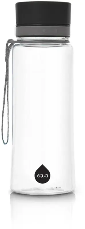My Equa  - fľaša 600ml - priesvitná s čiernym vrchnákom