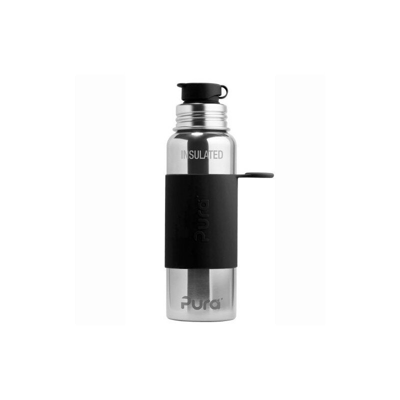 Pura - Nerezová fľaša so športovým uzáverom 850ml čierna