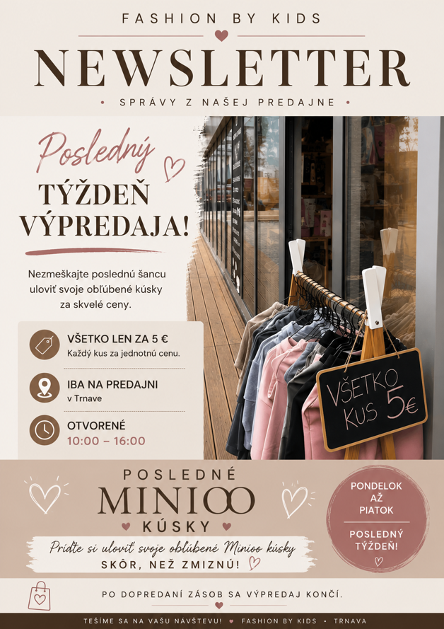 Posledný týždeň výpredaja- kusovky 5 e 