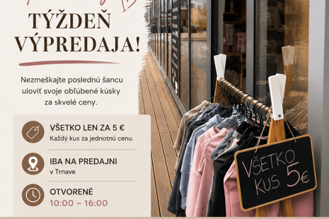 Posledný týždeň výpredaja- kusovky 5 e 